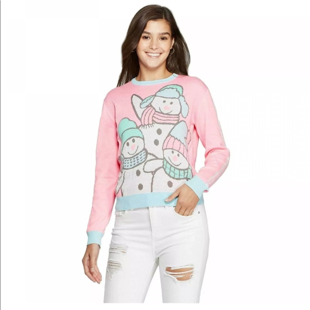 New With Tags Chillin With My Snowmies Ugly Holiday Sweater Pink Size Large